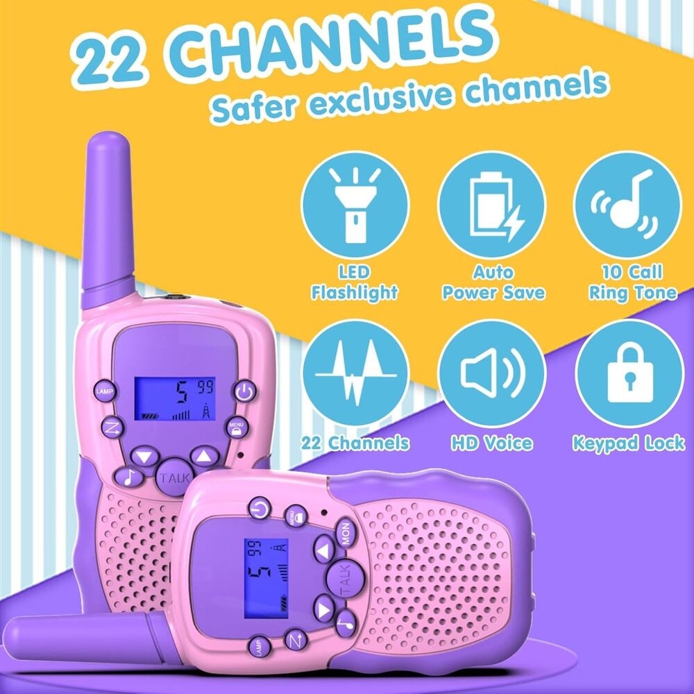 Selieve Kids Walkie Talkies 22 Channel 2-Way Radio Backlit LCD Flashlight 3 Mile
